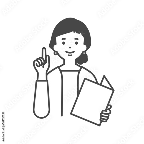 説明をする女性　Woman explaining