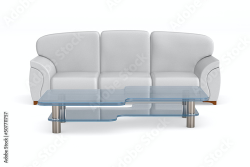 white leather sofa and low ...