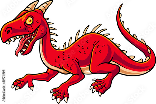 Cartoon red dragon on white background