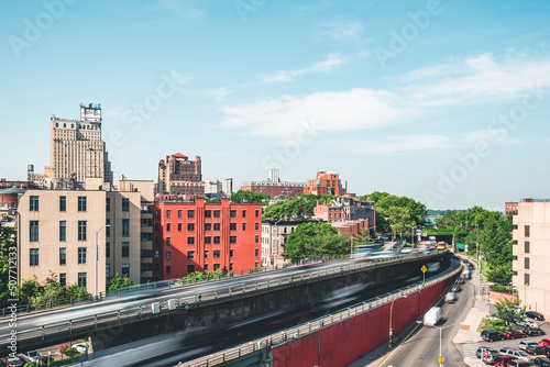 New York City, New York, Traffic next to Brooklyn Bridge Manhattan photo