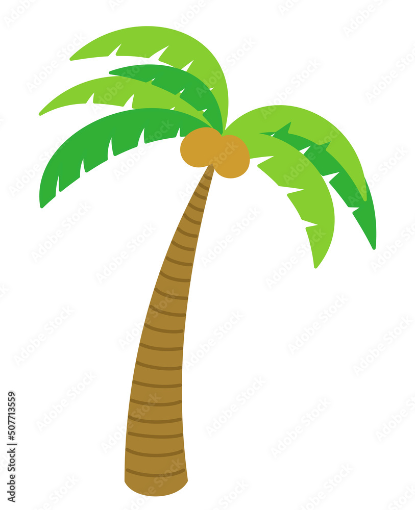 挿し絵などにも使える ハワイアンな植物 ヤシの木のかわいいイラスト Stock Vector Adobe Stock