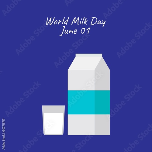 Glass and Milk Icon Vector, World Milk Day Design Concept, perfect for social media post templates, posters, greeting cards, banners, backgrounds, brochures. Vector Illustration