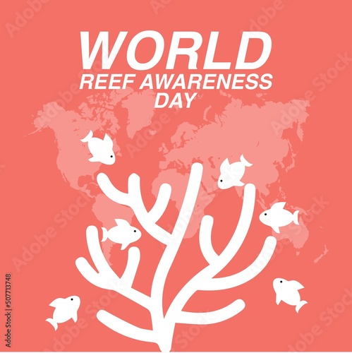 Coral Reef and Fish Icon Vector, World Reef Awareness Day Design Concept, perfect for social media post templates, posters, greeting cards, banners, backgrounds, brochures. Vector Illustration