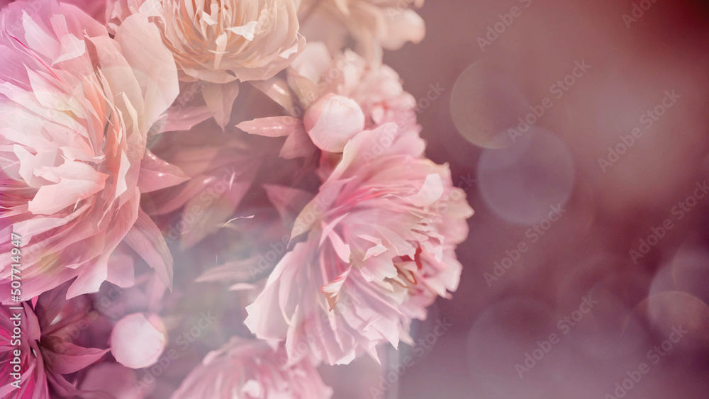 Carnations with blurred foreground. 3D rendering