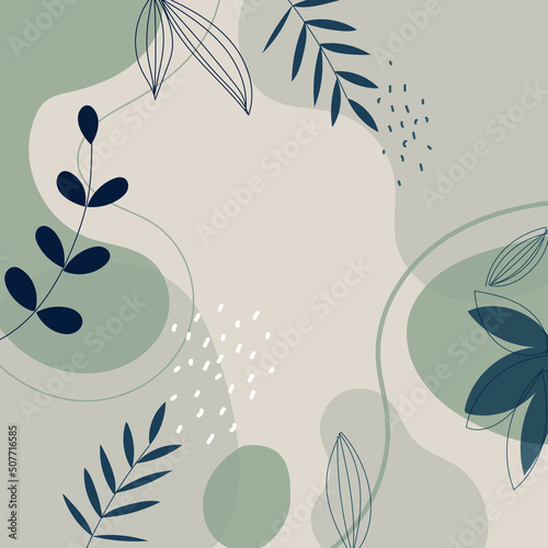 Contemporary floral,tropical,flowers,leaves, various shapes,lines hand drawn vector illustration background.