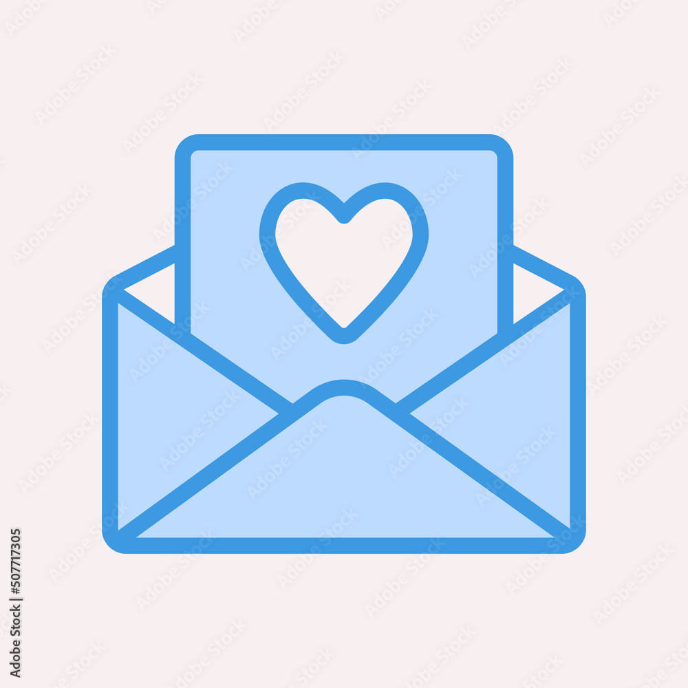 Love letter icon in blue style, use for website mobile app presentation Love letter icon in blue style, use for website mobile app presentation