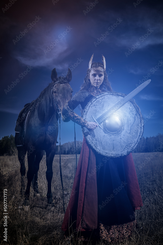 Naklejka premium warlike valkyrie on battlefield