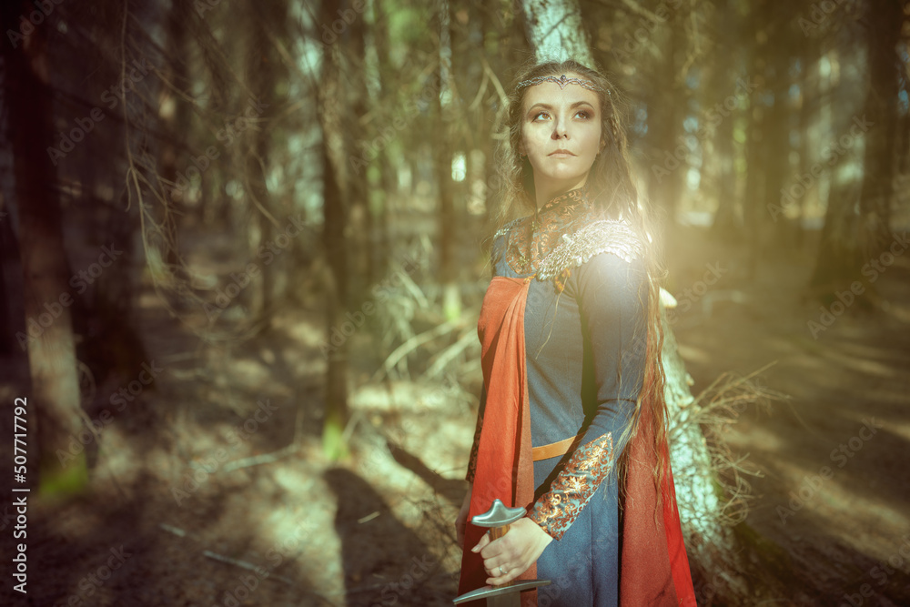 medieval queen in forest