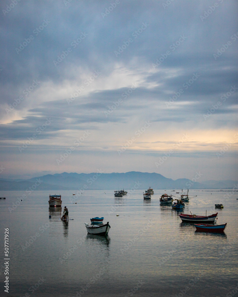 boat at sunset