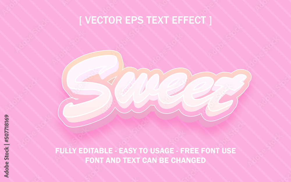 sweet pink girly cute 3d editable text effect font style premium vector illustration background wallpaper banner poster flyer