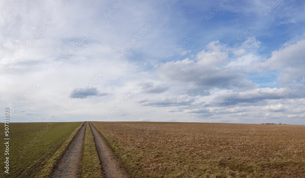 scenic panorama view of natural landscape under a cloudy sky