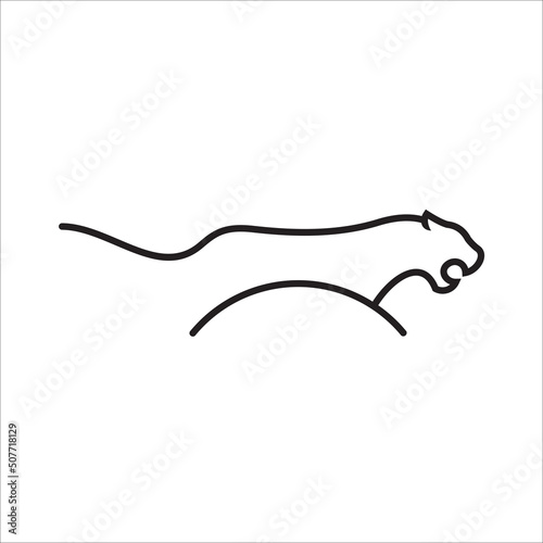 Outline Running Tiger Design Logo Template Vector Illustrations