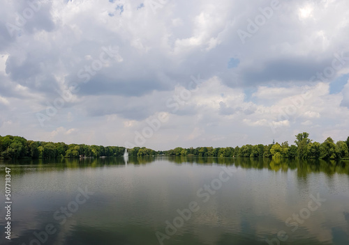 scenic panorama view of natural landscape under a cloudy sky