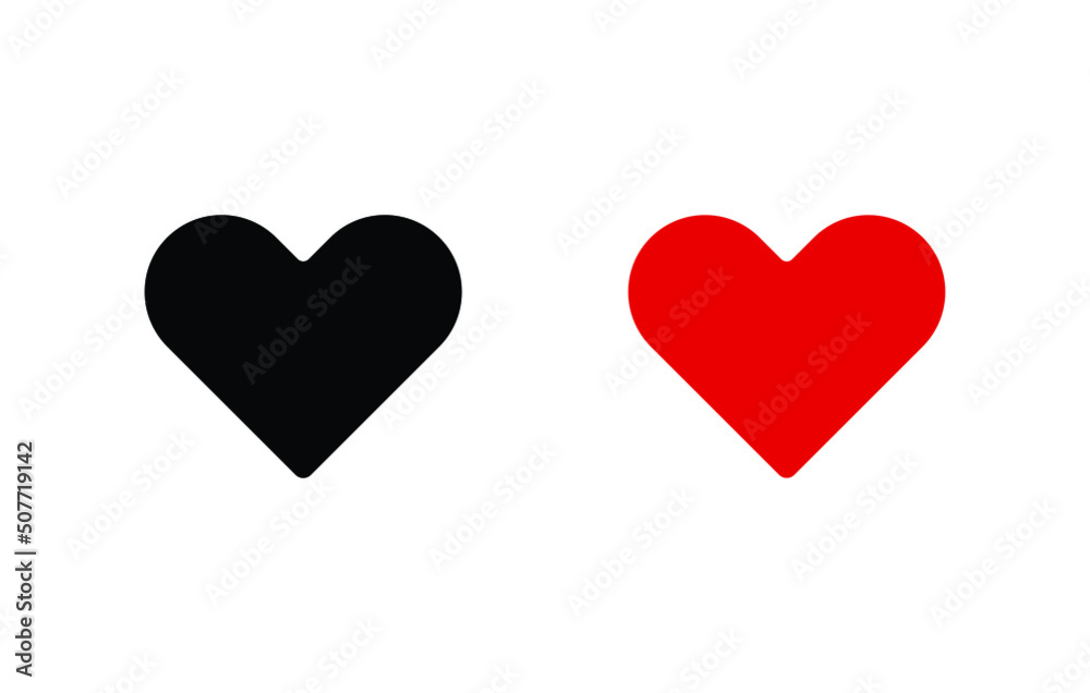 Collection of Heart icon, Symbol of Love Icon flat style modern design Isolated on Blank Background. Vector illustration.