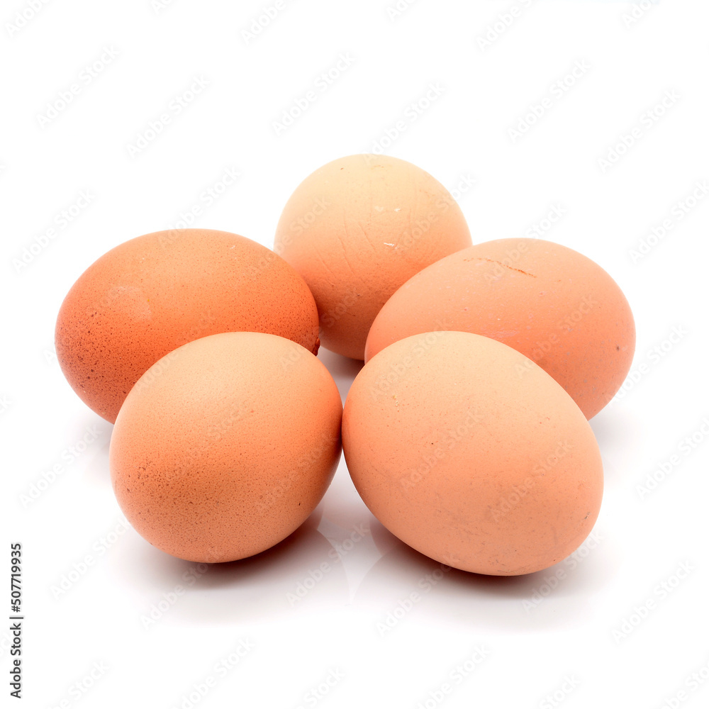 Five egg isolated on white background with clipping path Five egg isolated on white background with clipping path