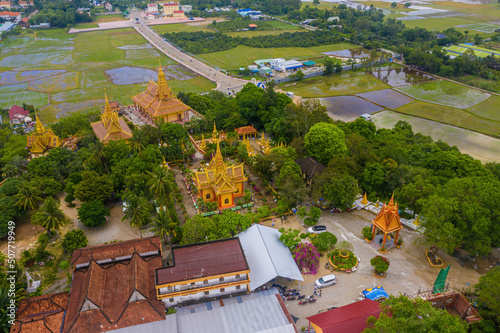 view of Ta Pa pagoda in Ta Pa hill, Tri Ton town, one of the most famous Khmer pagodas in An Giang province, Mekong Delta, Vietnam. photo