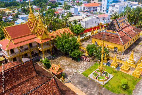 view of Xa Ton or Xvayton pagoda in Tri Ton town, one of the most famous Khmer pagodas in An Giang province, Mekong Delta, Vietnam. photo