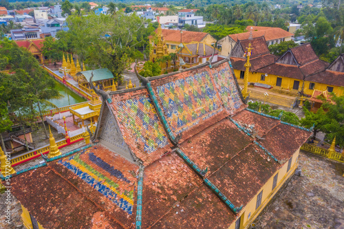 view of Xa Ton or Xvayton pagoda in Tri Ton town, one of the most famous Khmer pagodas in An Giang province, Mekong Delta, Vietnam. photo