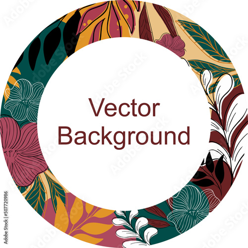 Background vector leaves and flowers abstraction. Vector illustration