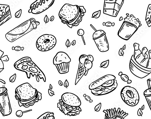 fast food seamless vector pattern