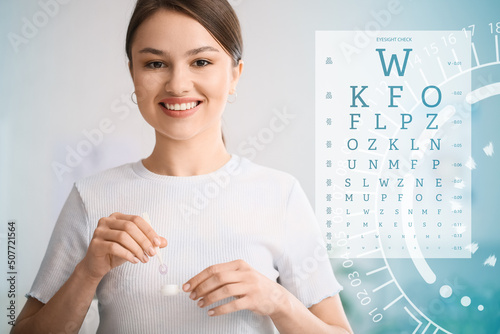 Collage with eye test chart...