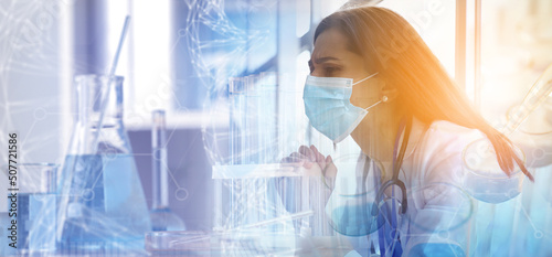 Collage with worried female...