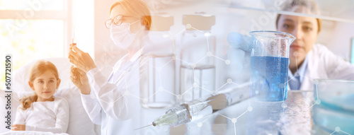 Collage with doctor, little...