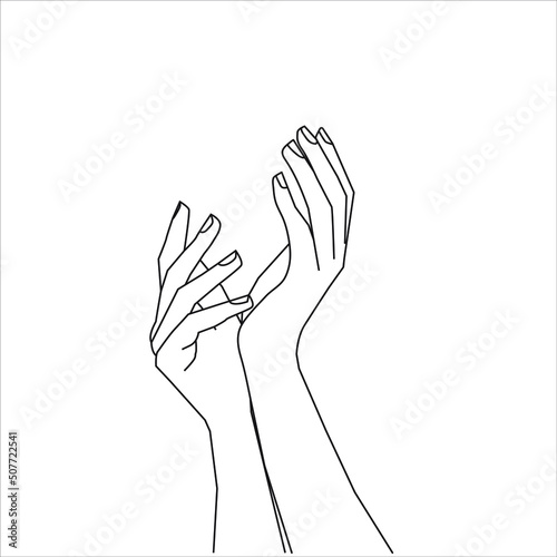 Woman hands outline stock illustrations on white background