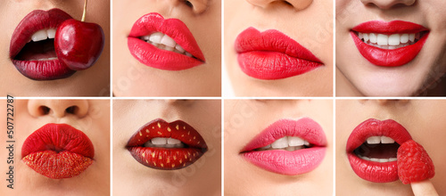 Collage with beautiful red ...