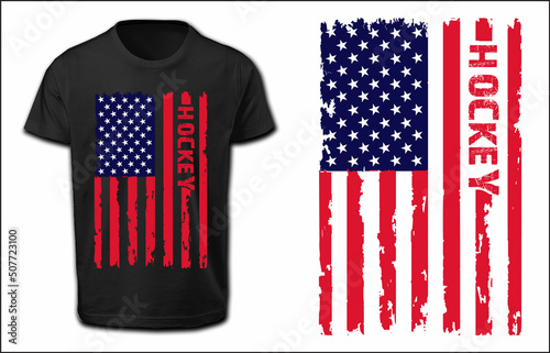 USA Flag Hockey T Shirt Design