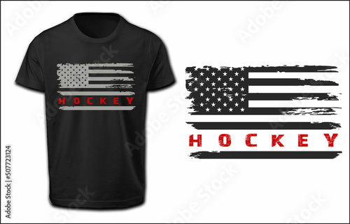 American Flag Hockey T Shirt Design