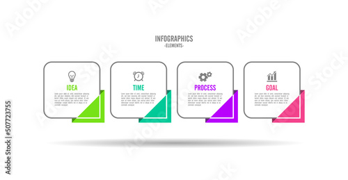 Business infographic design professional template with 4 step
