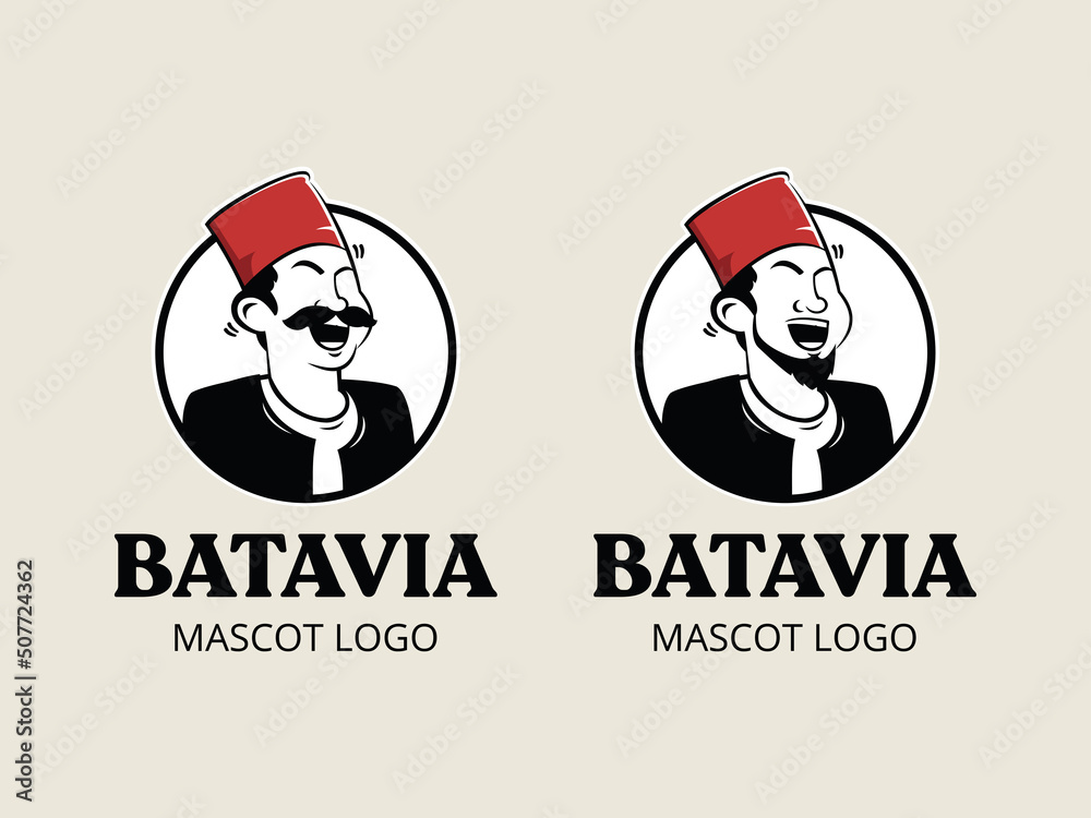 Jakarta person with traditional dress. Indonesian character mascot logo set Jakarta person with traditional dress. Indonesian character mascot logo set