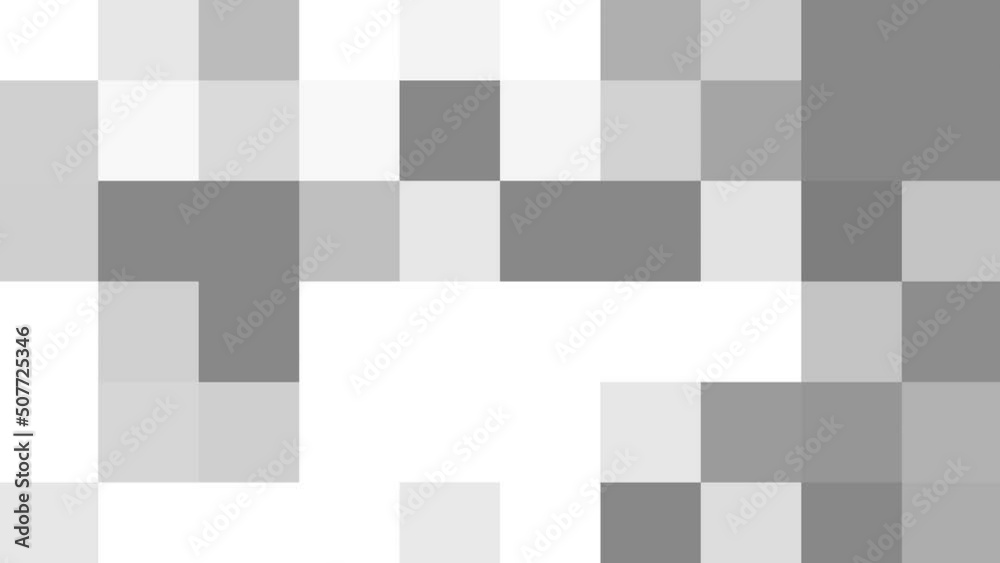 Slow motion gradient grey block tile background. 2D computer render graphic
