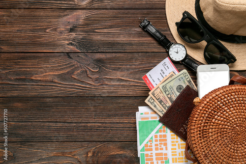 Guide's belongings with pas...
