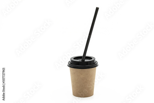 Mock up disposable takeaway coffee cup on white. Template cardboard to go coffee cups.