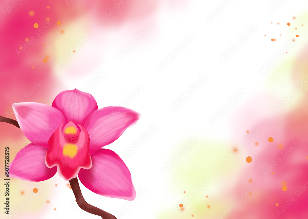 Floral background with illustration of beautiful watercolor flower  border