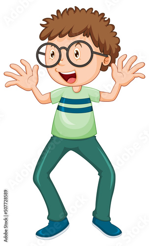 Nerdy boy cartoon character