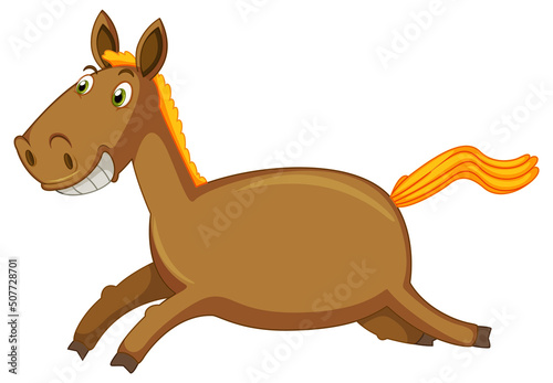 Running horse cartoon on white background