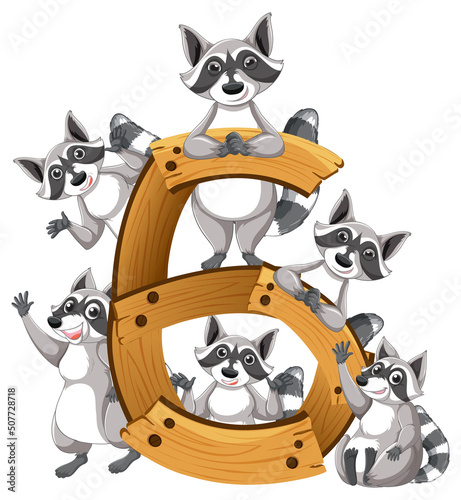 Six raccoons attached to number six