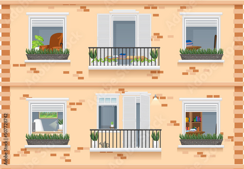 Apartment building with windows