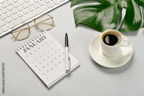 Modern keyboard, calendar, ...