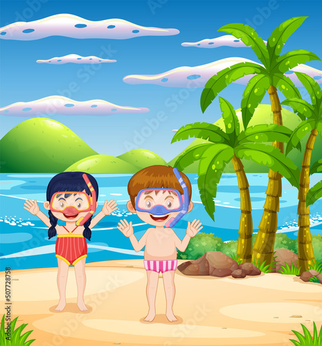 Group of children at the beach
