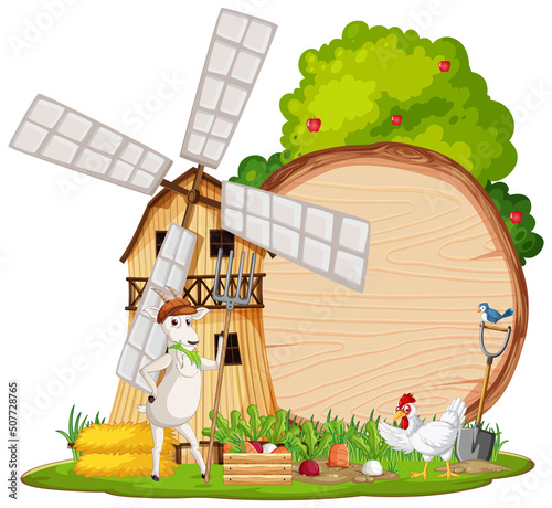 Empty banner template with farm animals