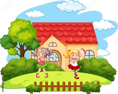 House scene with many kids