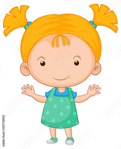 Cute girl cartoon character on white background