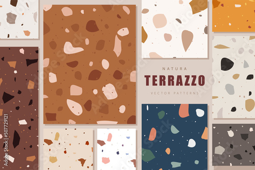 Foto Set of terrazzo seamless patterns