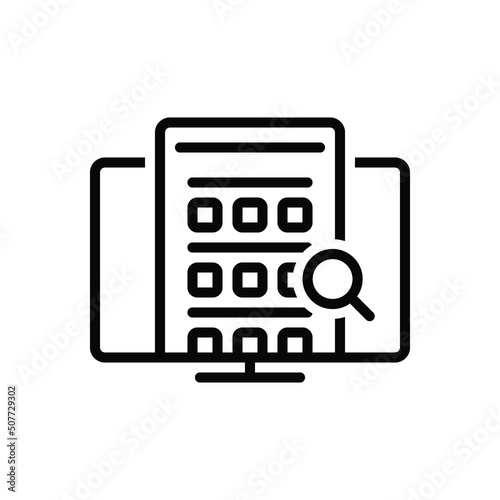 Black line icon for examining