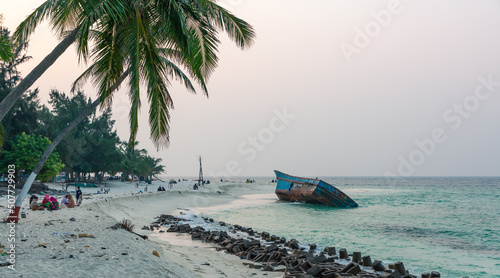 Lakshadweep, India - March 14, 2022: Beach in Agatti island in Lakshadweep