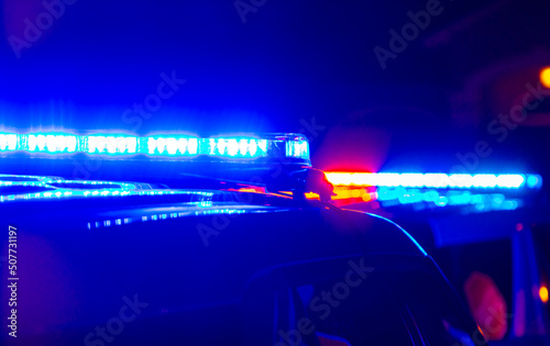Police lights at night